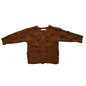 Knotted Fern Bubble Knit V-Neck Cardigan Sweater Size 4T
